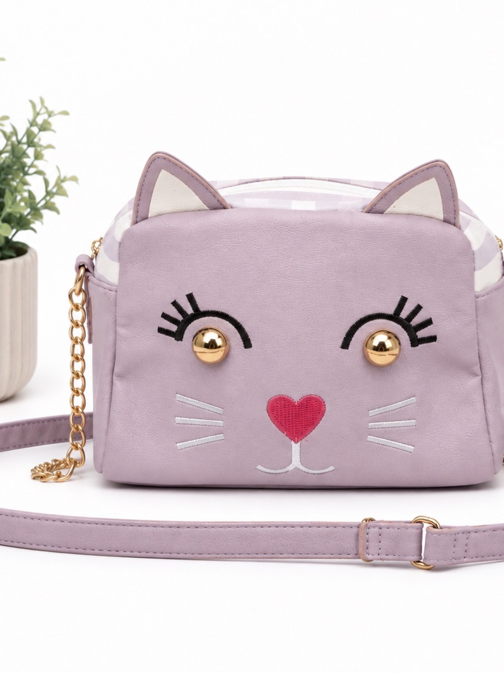 Luv Betsey by Betsey Johnson Lavender and White Cat Crossbody Bag